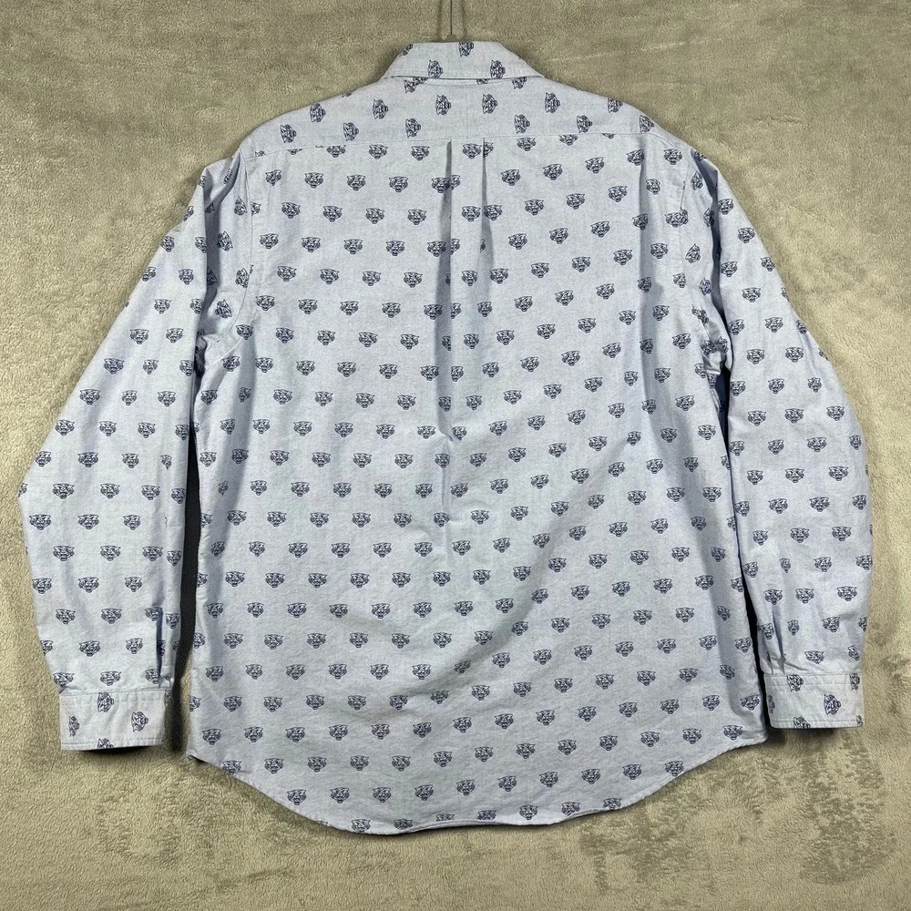 Ralph Lauren Button Down Shirt Mens XL Blue Tiger Head Embroidered Oxford‎